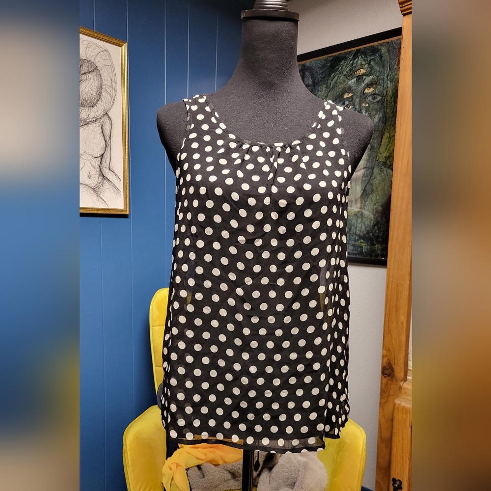 Forever 21 Sheer Polka Dot Tank Size M